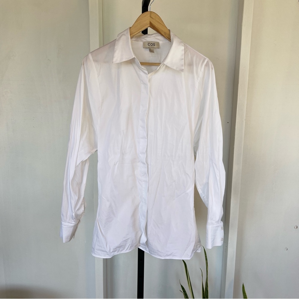 Cos White Button Down Blouse - Medium - image 3